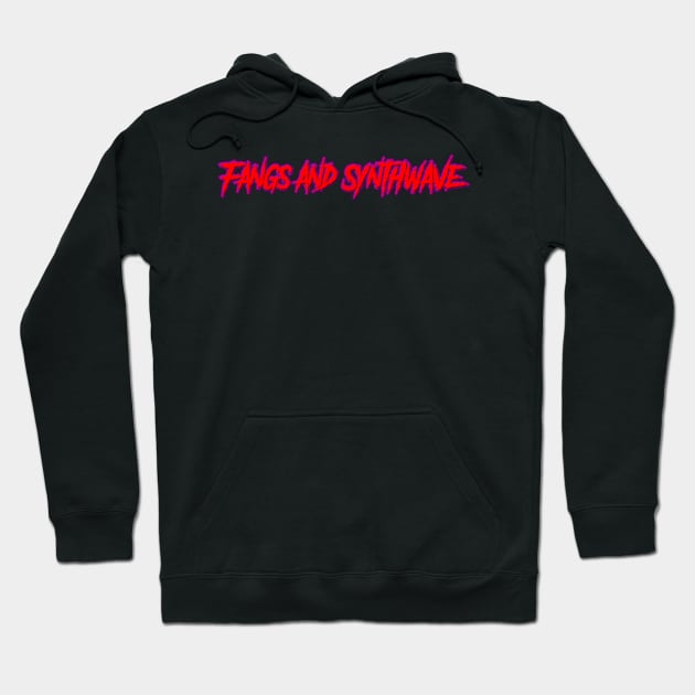 Fangs and Synthwave Long Red Logo Hoodie by Electrish